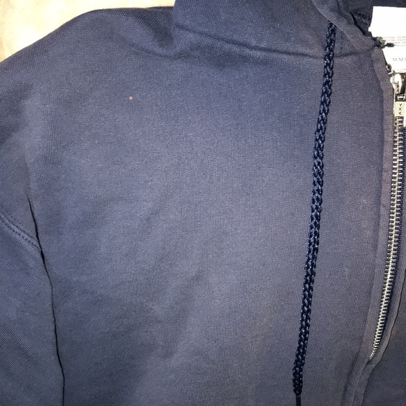 Hanes ultimate cotton medium blue zippered hoodie damaged 💕 - Picture 4 of 8